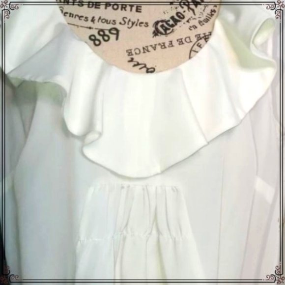 Daniel Rainn Ruffled Ivory Cocktail Flowy Lightweight Mini Dress Size Large - Picture 3 of 8